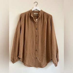 Na Nin Gloria Waffled Cotton Top, Size: 1, Color- Toffee